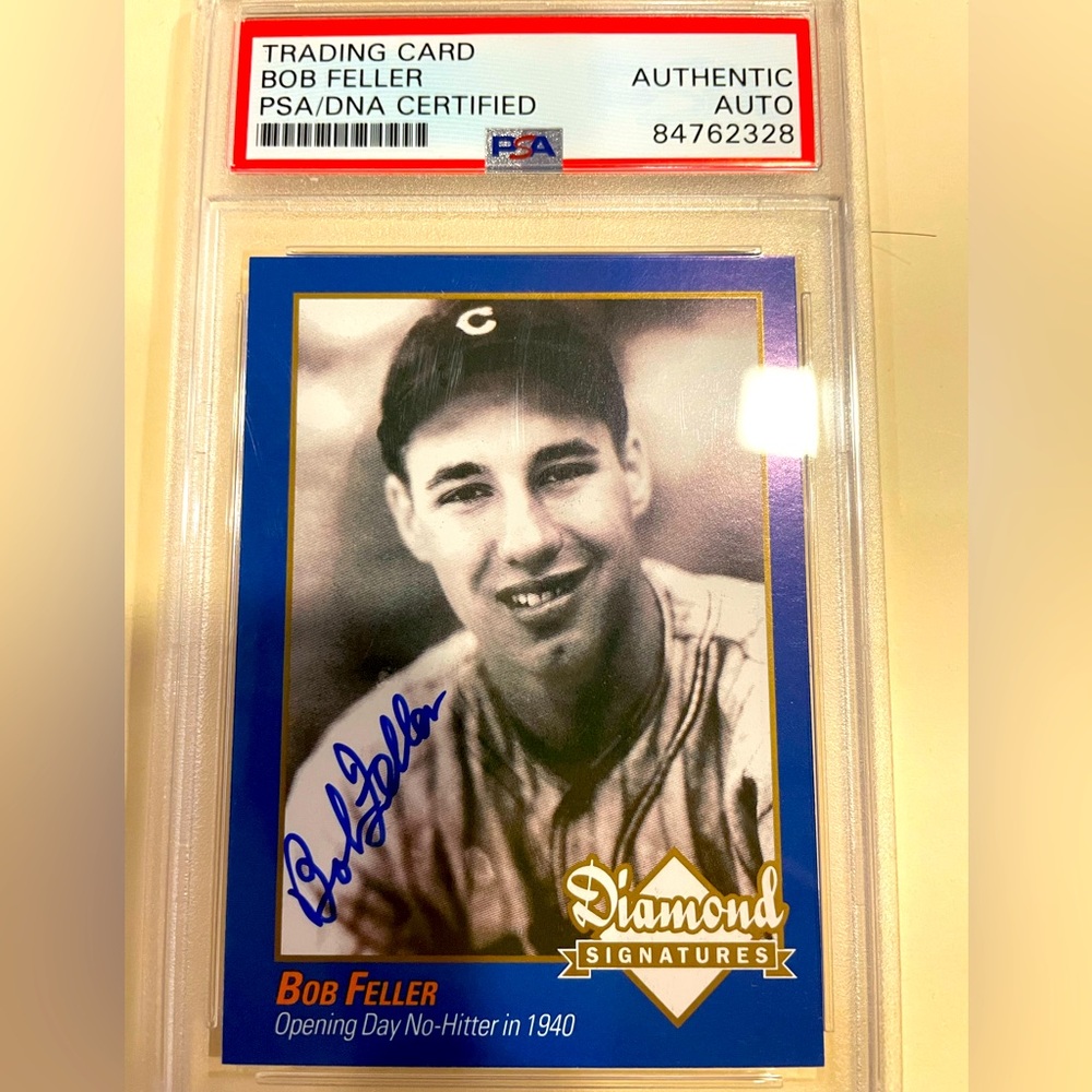 Bob Feller autographed baseball card PSA Authenticated